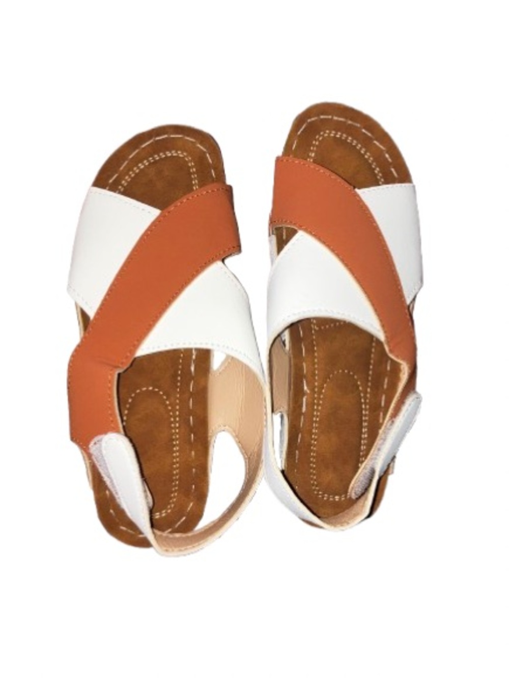 Women's Two-Tone White and Brown Slingback Sandals size 7.5